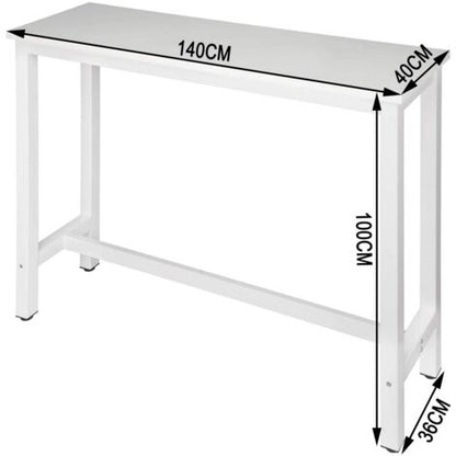  WOLTU Tavolo Bar 140 CM Da Pranzo Cucina In Metallo E Legno Tavolino Caffè Alto Bianco