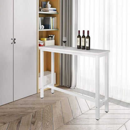  WOLTU Tavolo Bar 140 CM Da Pranzo Cucina In Metallo E Legno Tavolino Caffè Alto Bianco