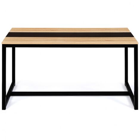  Tavolo Da Pranzo DOVER Per 6 Persone Con Fascia Centrale Nera Design Industriale 150 Cm