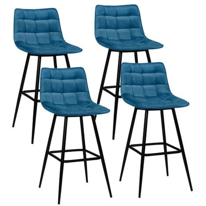  Set Di 4 Sgabelli Da Bar MADY In Velluto Blu