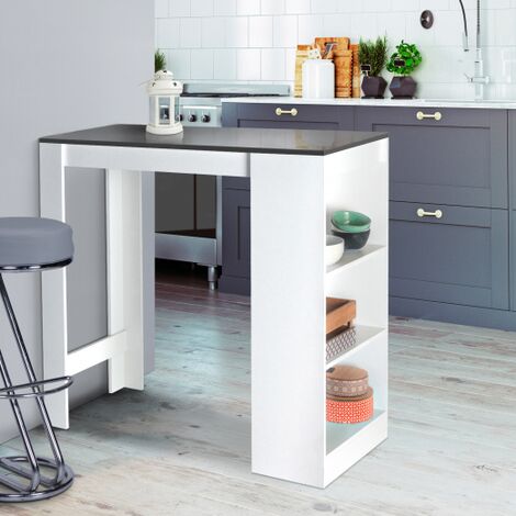  Tavolo Bar BARTH Da 2 A 4 Persone Piano Bianco Legno Grigio