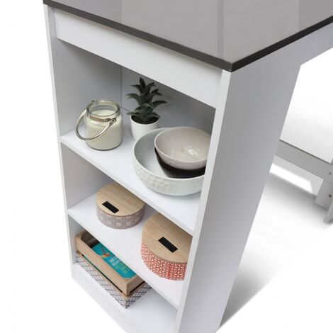  Tavolo Bar BARTH Da 2 A 4 Persone Piano Bianco Legno Grigio