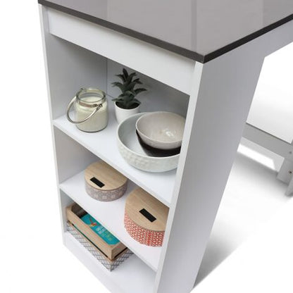  Tavolo Bar BARTH Da 2 A 4 Persone Piano Bianco Legno Grigio