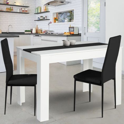  Tavolo Da Pranzo ROZY 4 Persone Bianco E Nero 110 Cm