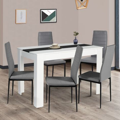  Tavolo Da Pranzo ROZY 4 Persone Bianco E Nero 110 Cm