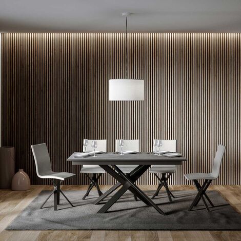 Tavolo Allungabile Fino A 220 Cm Ganty 160 Con Bordo Antracite Piano Cemento