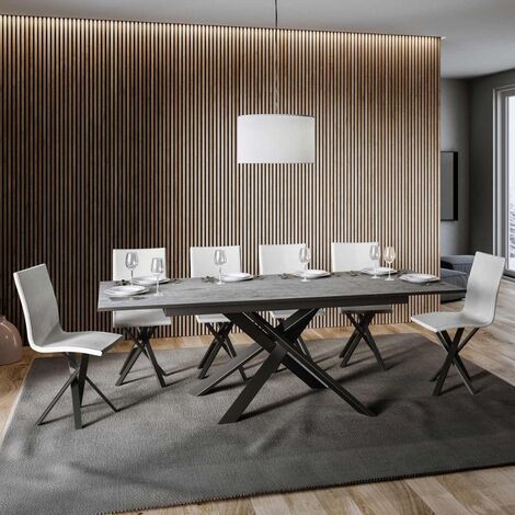  Tavolo Allungabile Fino A 220 Cm Ganty 160 Con Bordo Antracite Piano Cemento