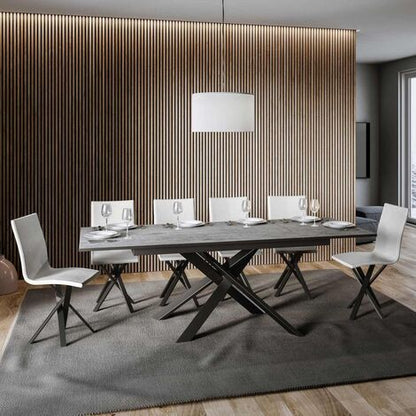  Tavolo Allungabile Fino A 220 Cm Ganty 160 Con Bordo Antracite Piano Cemento