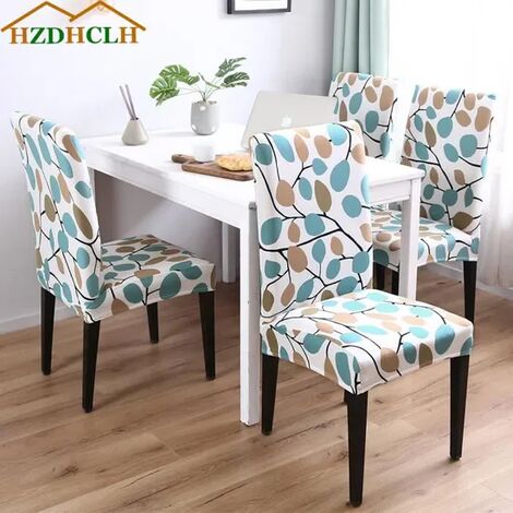 None Coprisedia Da Pranzo In Spandex Super Elasticizzato Con Motivo A Foglia In 4 Pezzi