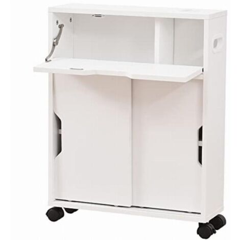  Mobiletto Armadio Portaoggetti Carrello Stretto Salvaspazio Bianco 52x17x67 Cm