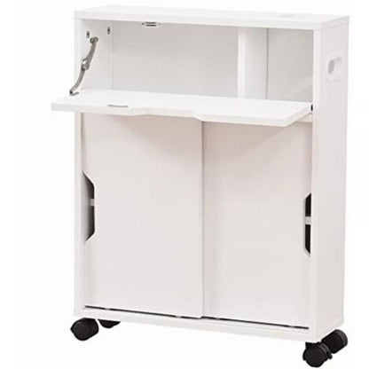  Mobiletto Armadio Portaoggetti Carrello Stretto Salvaspazio Bianco 52x17x67 Cm