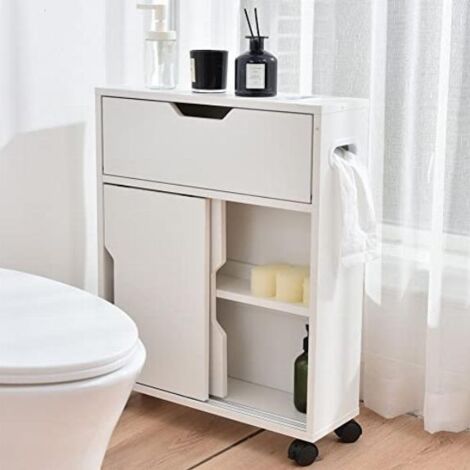  Mobiletto Armadio Portaoggetti Carrello Stretto Salvaspazio Bianco 52x17x67 Cm