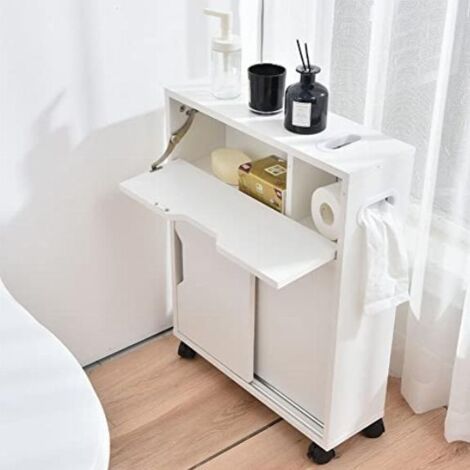  Mobiletto Armadio Portaoggetti Carrello Stretto Salvaspazio Bianco 52x17x67 Cm