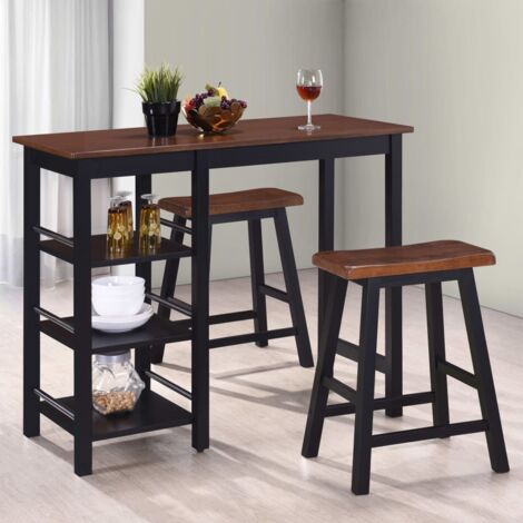 Set Da Bar 3 Pz In MDF Nero VidaXL