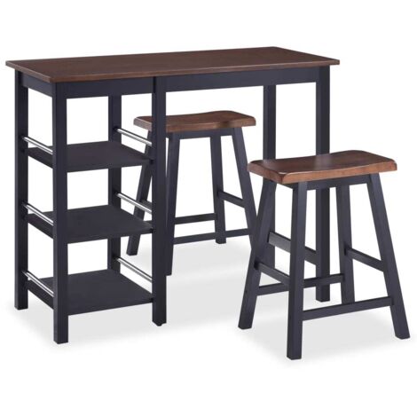 Set Da Bar 3 Pz In MDF Nero VidaXL