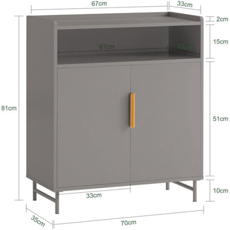  Credenza Mobile Da Cucina Cassettiera Mobile TV Mobile Ingresso Credenza Buffet Scarpiera Mobile Laterale Grigio 70x35x81cm FSB73-HG SoBuy