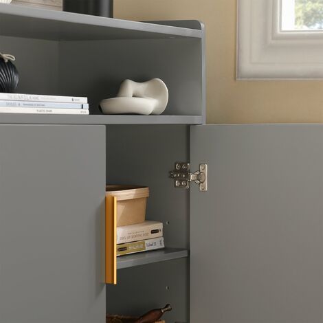  Credenza Mobile Da Cucina Cassettiera Mobile TV Mobile Ingresso Credenza Buffet Scarpiera Mobile Laterale Grigio 70x35x81cm FSB73-HG SoBuy