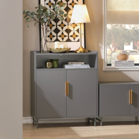 Credenza Mobile Da Cucina Cassettiera Mobile TV Mobile Ingresso Credenza Buffet Scarpiera Mobile Laterale Grigio 70x35x81cm FSB73-HG SoBuy