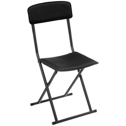  Sedia Pieghevole In Similpelle Nera - Sedia Pieghevole Nera, Pvc E Acciaio, Dimensioni L. 40,5 X L. 40 X H. 83 Cm - Atmosphera Créateur D'intérieur