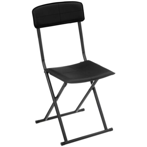  Sedia Pieghevole In Similpelle Nera - Sedia Pieghevole Nera, Pvc E Acciaio, Dimensioni L. 40,5 X L. 40 X H. 83 Cm - Atmosphera Créateur D'intérieur