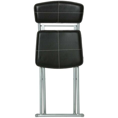  Sedia Pieghevole In Similpelle Nera - Sedia Pieghevole Nera, Pvc E Acciaio, Dimensioni L. 40,5 X L. 40 X H. 83 Cm - Atmosphera Créateur D'intérieur