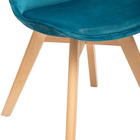  Sedia Patchwork Baya, Blu Anatra, Gambe In Faggio - Atmosphera Créateur D'intérieur
