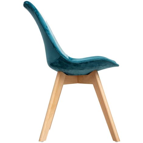  Sedia Patchwork Baya, Blu Anatra, Gambe In Faggio - Atmosphera Créateur D'intérieur