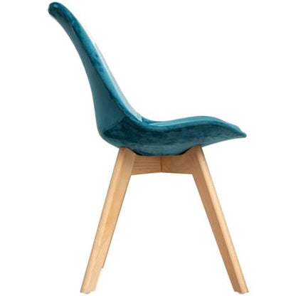  Sedia Patchwork Baya, Blu Anatra, Gambe In Faggio - Atmosphera Créateur D'intérieur