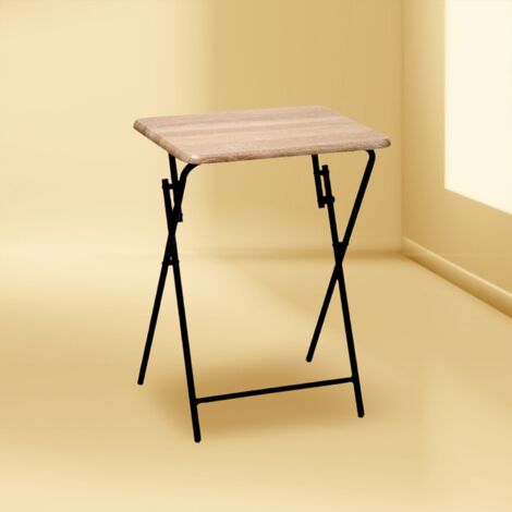  Tavolo Pieghevole Effetto Legno, 1 Posto A Sedere - Tavolo Pieghevole Con Effetto Legno, Mdf, Metallo, Dimensioni L. 48 X L. 38 X H. 66 Cm - 5 Five Simply Smart