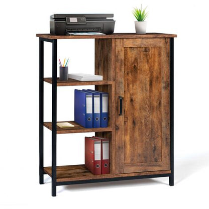  Credenza Con 3 Ripiani E Armadietto DAYTON Effetto Invecchiato Design Industriale