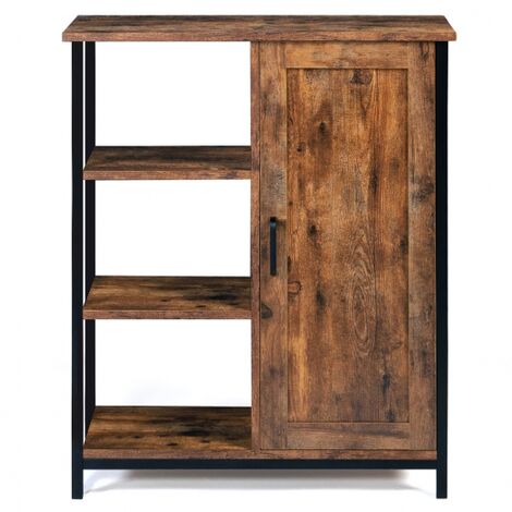  Credenza Con 3 Ripiani E Armadietto DAYTON Effetto Invecchiato Design Industriale