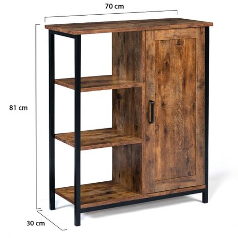  Credenza Con 3 Ripiani E Armadietto DAYTON Effetto Invecchiato Design Industriale