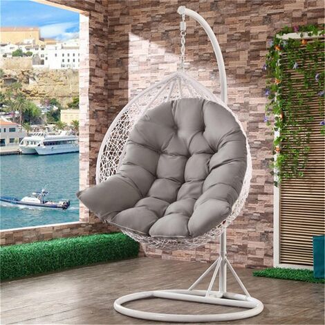  MINKUROW Cuscino Per Sedia, Cuscino Per Poltrona In Rattan, Imbottiture Per Sedie Relax Per Cesto Appeso Altalena, Cuscino Per Sedile Cestino Per Interni Esterni, 90 X 120 Cm, Grigio