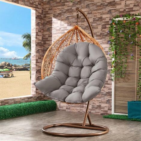  MINKUROW Cuscino Per Sedia, Cuscino Per Poltrona In Rattan, Imbottiture Per Sedie Relax Per Cesto Appeso Altalena, Cuscino Per Sedile Cestino Per Interni Esterni, 90 X 120 Cm, Grigio