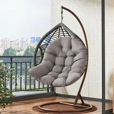  MINKUROW Cuscino Per Sedia, Cuscino Per Poltrona In Rattan, Imbottiture Per Sedie Relax Per Cesto Appeso Altalena, Cuscino Per Sedile Cestino Per Interni Esterni, 90 X 120 Cm, Grigio