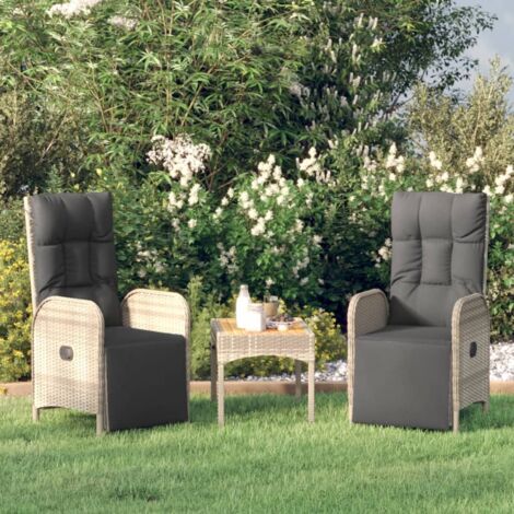  Sedie Reclinabili Da Esterno Con Cuscini 2 Pz Polyrattan Grigie VidaXL