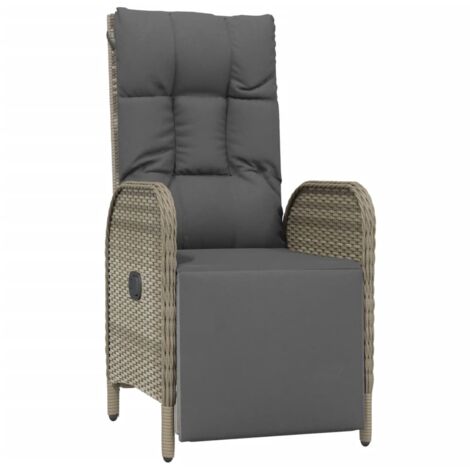  Sedie Reclinabili Da Esterno Con Cuscini 2 Pz Polyrattan Grigie VidaXL