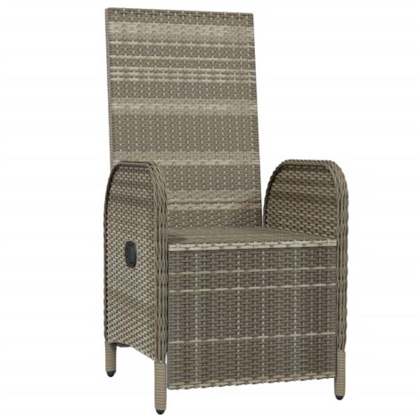  Sedie Reclinabili Da Esterno Con Cuscini 2 Pz Polyrattan Grigie VidaXL
