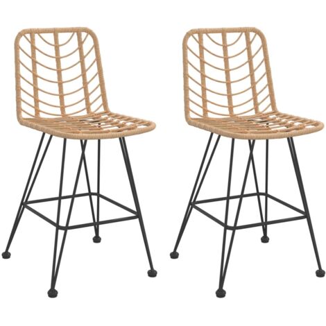  Sgabelli Da Bar 2 Pz 45x56x103,5 Cm Rattan PE E Acciaio VidaXL