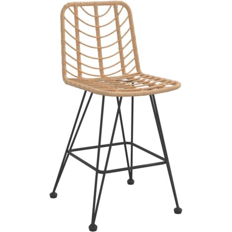  Sgabelli Da Bar 2 Pz 45x56x103,5 Cm Rattan PE E Acciaio VidaXL