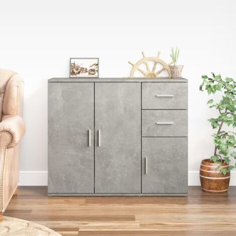  Credenza Grigio Cemento 91x29,5x75 Cm In Legno Multistrato VidaXL