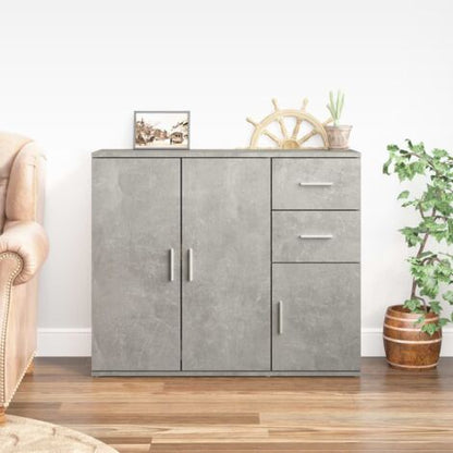  Credenza Grigio Cemento 91x29,5x75 Cm In Legno Multistrato VidaXL