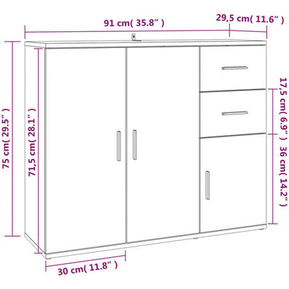  Credenza Grigio Cemento 91x29,5x75 Cm In Legno Multistrato VidaXL