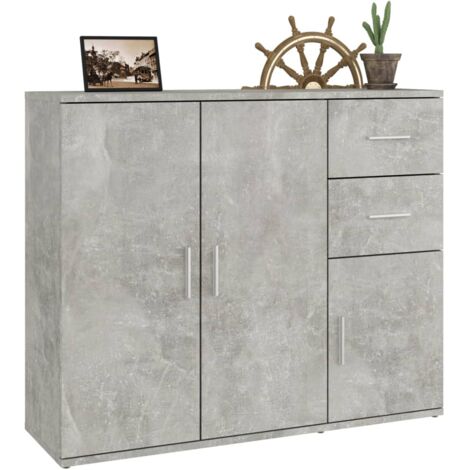  Credenza Grigio Cemento 91x29,5x75 Cm In Legno Multistrato VidaXL