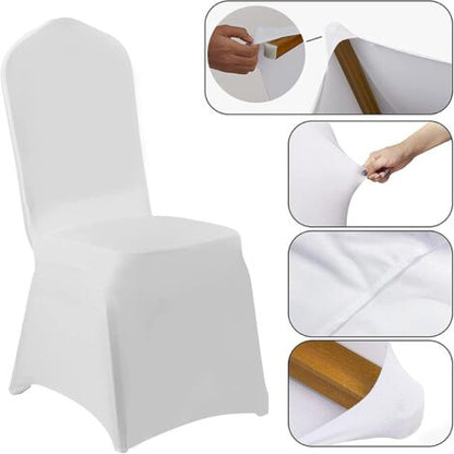 Coprisedia Spandex Elastico 50 Pezzi Bianco Copertura Della Sedia Per Matrimonio Fodera Copre Con Schienale Da Sala Pranzo Decorazione