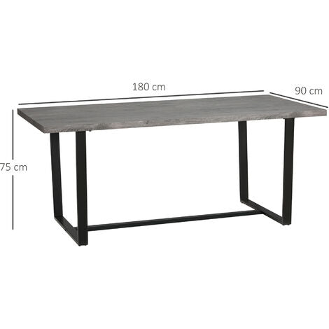  HOMCOM Tavolo Da Pranzo Rettangolare Stile Industriale Per 8 Persone, 180x90x75cm, Grigio E Nero