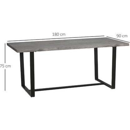 HOMCOM Tavolo Da Pranzo Rettangolare Stile Industriale Per 8 Persone, 180x90x75cm, Grigio E Nero