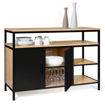  Credenza A 2 Ante, Nera, Design Industriale BOSTON
