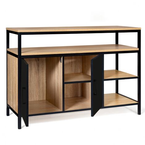  Credenza A 2 Ante, Nera, Design Industriale BOSTON