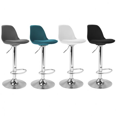  Set Di 4 Sgabelli Da Bar KARL Grigio Scuro, Blu Anatra, Bianco E Nero